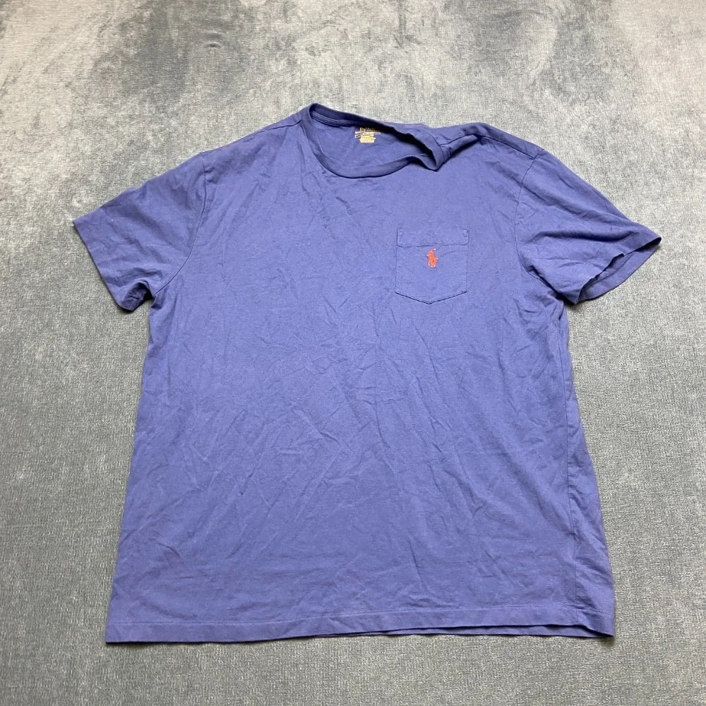 VTG Polo Ralph Lauren T Shirt Men Large Navy Blue Classic Short Sleeve Crew Neck